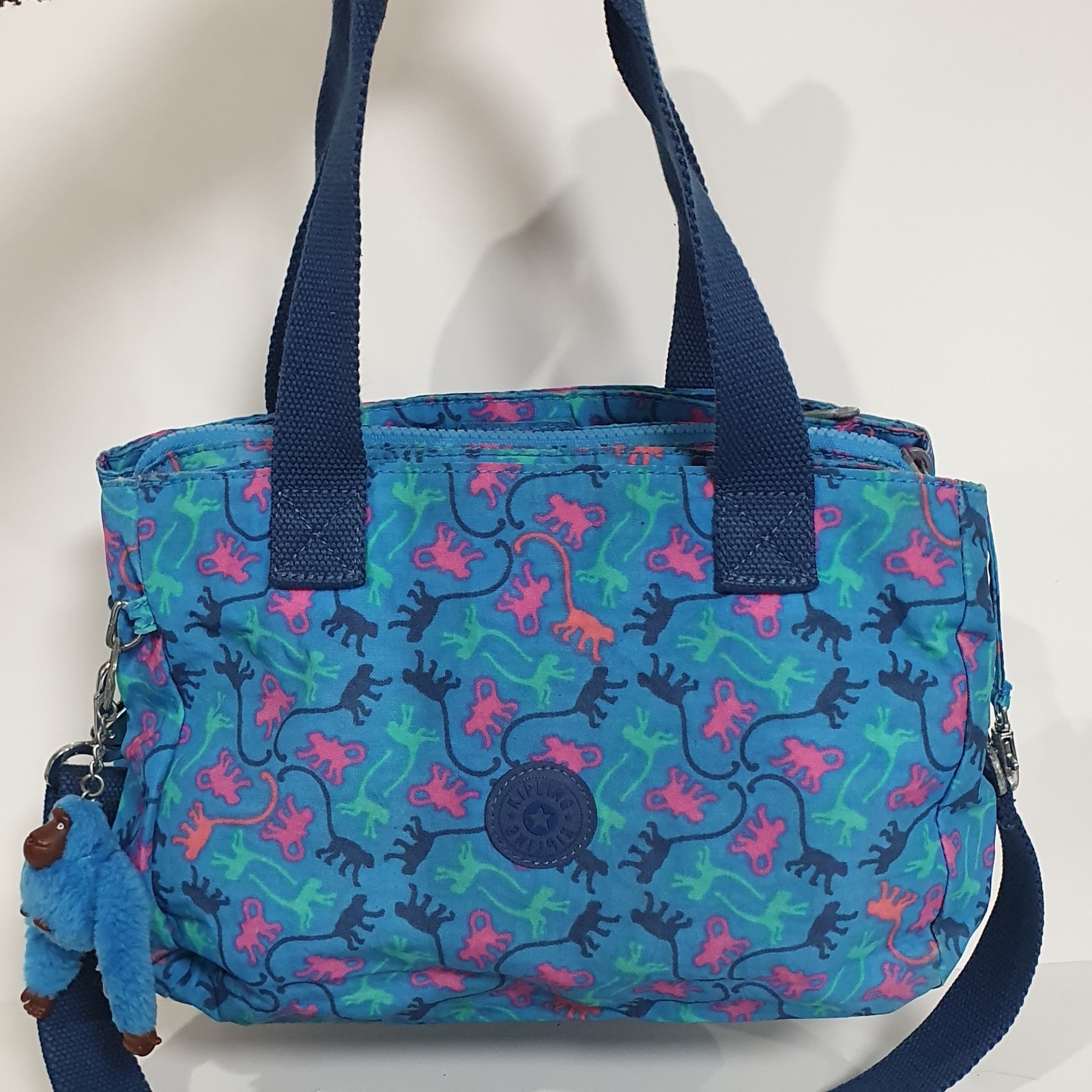 Kipling Nariko Monkey Mania Pattern Sky Blue Bag … - image 2
