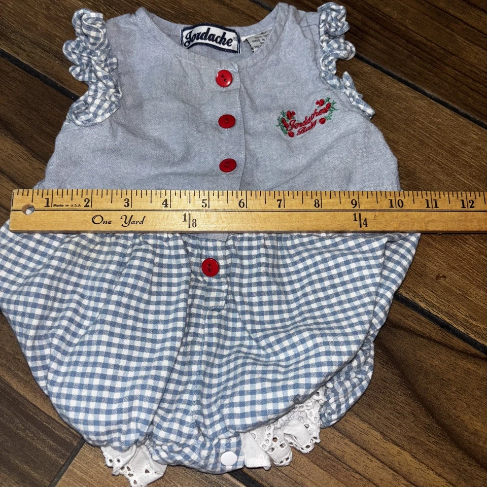 Jean vintage Jordache Baby 12mo algodón rosas/logo bordado Foto 4 de 4
