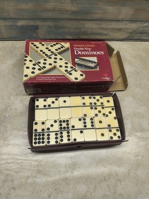 Vintage Cardinal Double Nine Dominoes Set Red Vinyl Case 1993