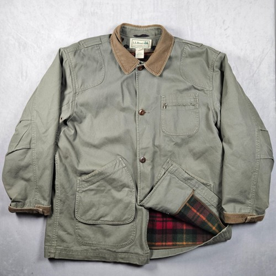 #ad #ad LL Bean Original Field Coat Mens XL Green Wool Lined Canvas Chore Jacket Farm $79.88