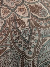 Brown & Teal Paisley Jabot cotton valance set made in USA