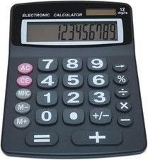 Lily' Home Jumbo 12 Digit with Solar Power, Large LCD Display - Desktop Calculat