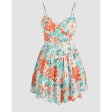Cider Women's Floral Print Multicolored Mini Bubble Dress L Summer Spring NWT!