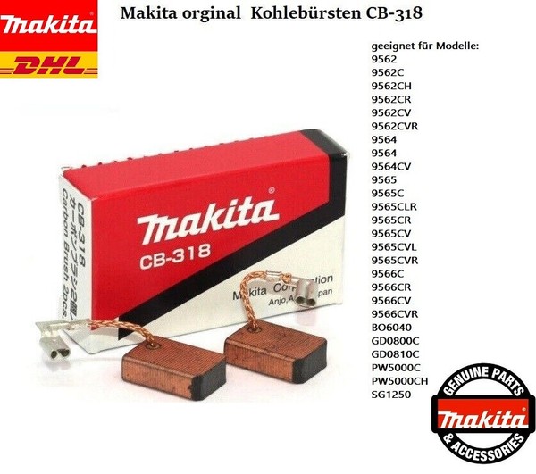 Makita® KohlebüRsten CB-318 FüR 9561CR 9561CVR GD0800C GD0810C 9565 191978-9⭐-image