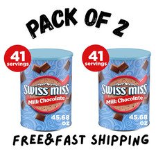  2 PACK Swiss Miss Milk Chocolate Flavored Hot Cocoa Mix, 45.68 oz. Canister