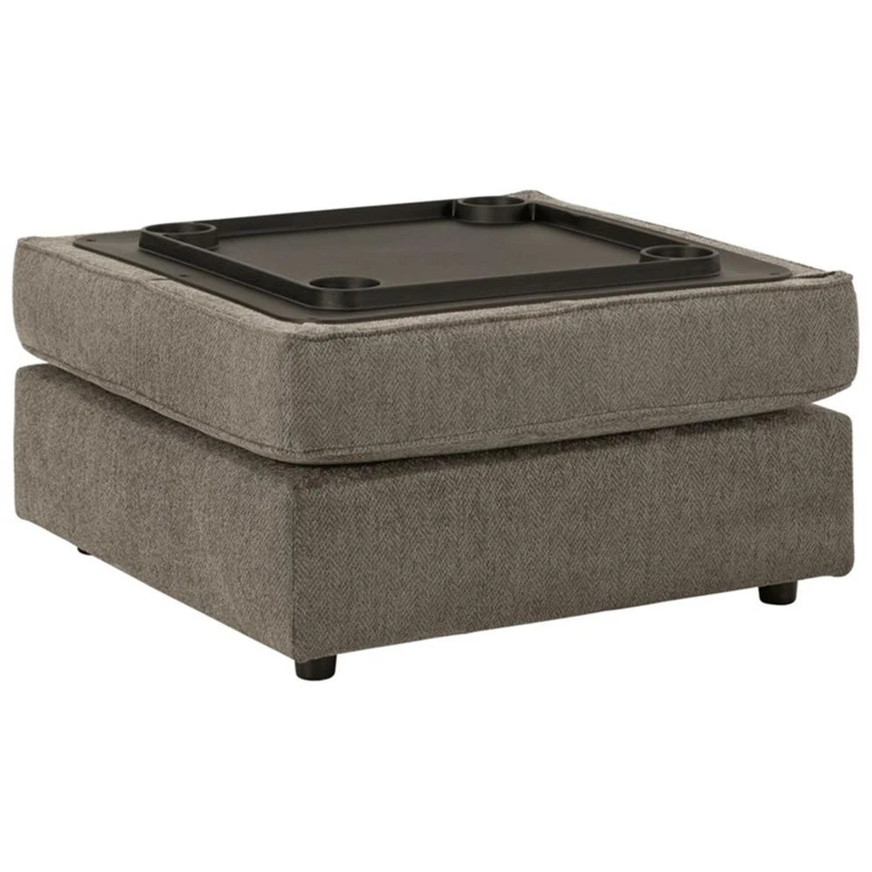 Otomana de tela Ashley Furniture O'Phannon con almacenamiento en gris y negro Foto 2 de 4