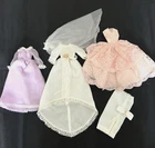 Vintage 1970's Handmade Barbie Clothes Wedding Dress Veil Slip & Bra 2 Gowns