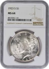 1923-S Peace Silver Dollar MS64 NGC