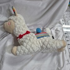 FAO Schwartz Plush Llama Rainbow Red Collar Blue Rolled Blanket Soft Fluffy Baby