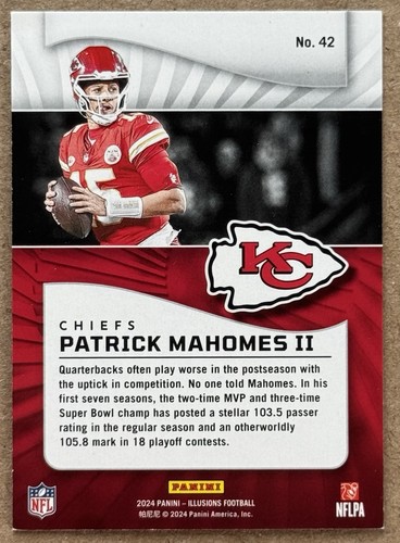 2024 PANINI ILUSIONES PATRICK MAHOMES TROFEO COLECCIÓN GALACTIC STARLIGHT 42 EX - Imagen 4 de 4
