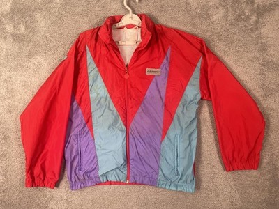 VTG Adidas Trefoil Jacket Mens Medium Red Colorblock Windbreaker