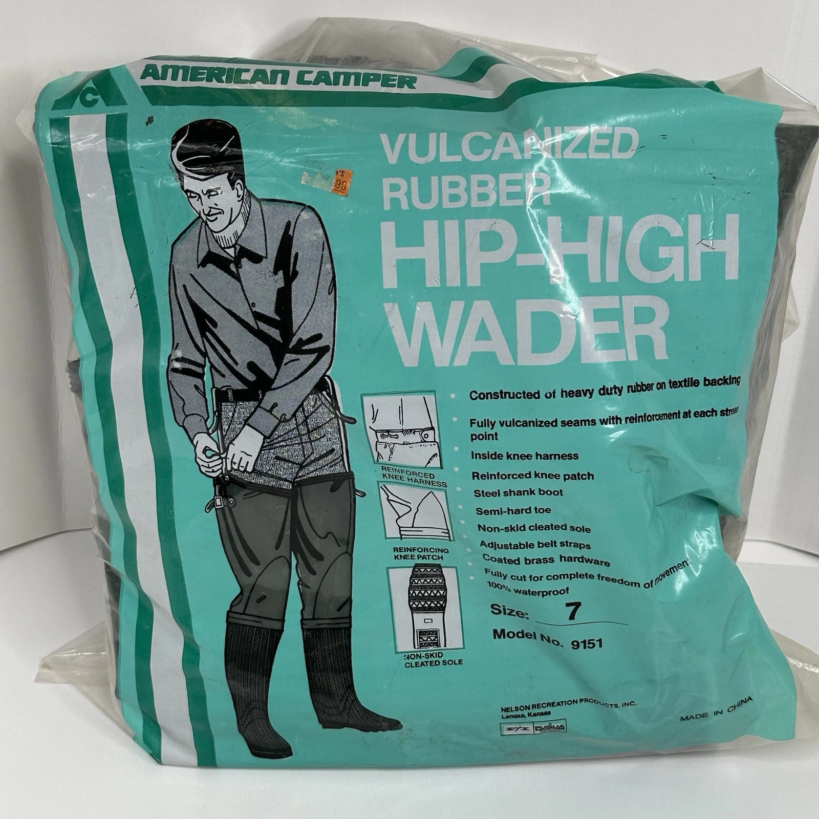 American Camper Hip High Waders Size 7 Vulcanized Rubber Model 9151