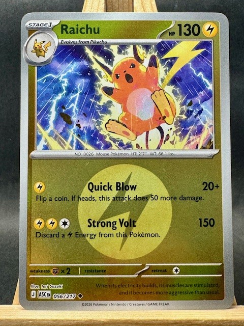 Raichu Energy Symbol Pattern Pokemon Trading Card Game Ascended Heroes 56/217 NM