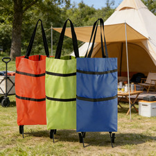 2-in-1 Collapsible Shopping Cart with Wheels,Multi-Purpose for Daily Household