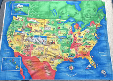 Fabric Traditions Map of the USA 2001 Cotton Fabric Panel Craft Sewing 35 x 44"