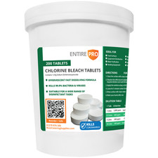 Chlorine Bleach Food Safe Disinfectant Tablets Sanitise Surfaces Tub of 200
