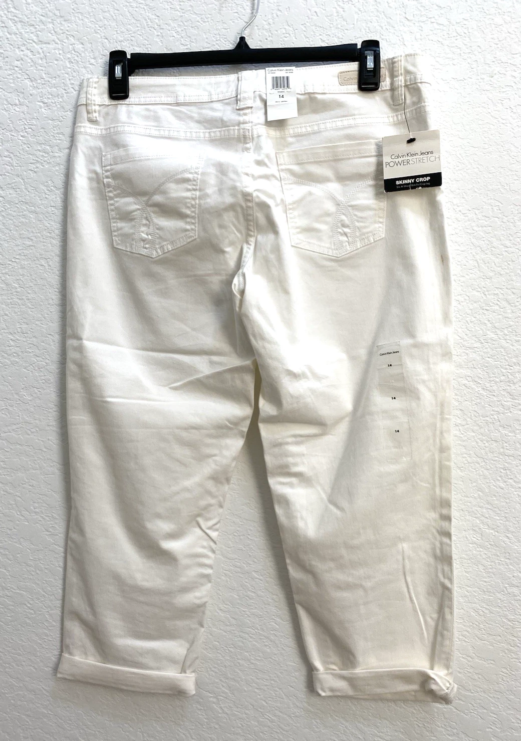 Calvin Klein Jeans Women's White Cropped Skinny Capri Pants - Size 14