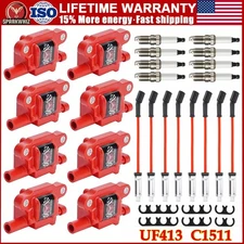 8xHigh Performance Ignition Coil+Spark Plug+Wire For Chevy GMC 5.3/6.2L V8 UF413