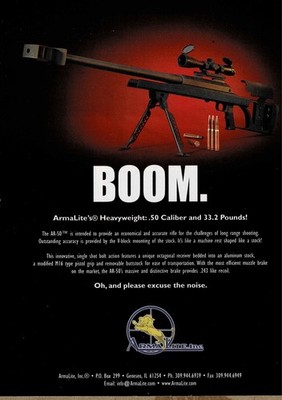 2004 ARMALITE AR-50 Single-shot Bolt Action Rifle  Original PRINT AD BOOM