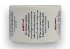 Candle Warning (1.5") Burning Safety Direction Adhesive Stickers 1000 Labels