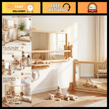 3-in-1 Montessori Baby Mirror, Adjustable Floor/Wall Design with Shelf  Bar