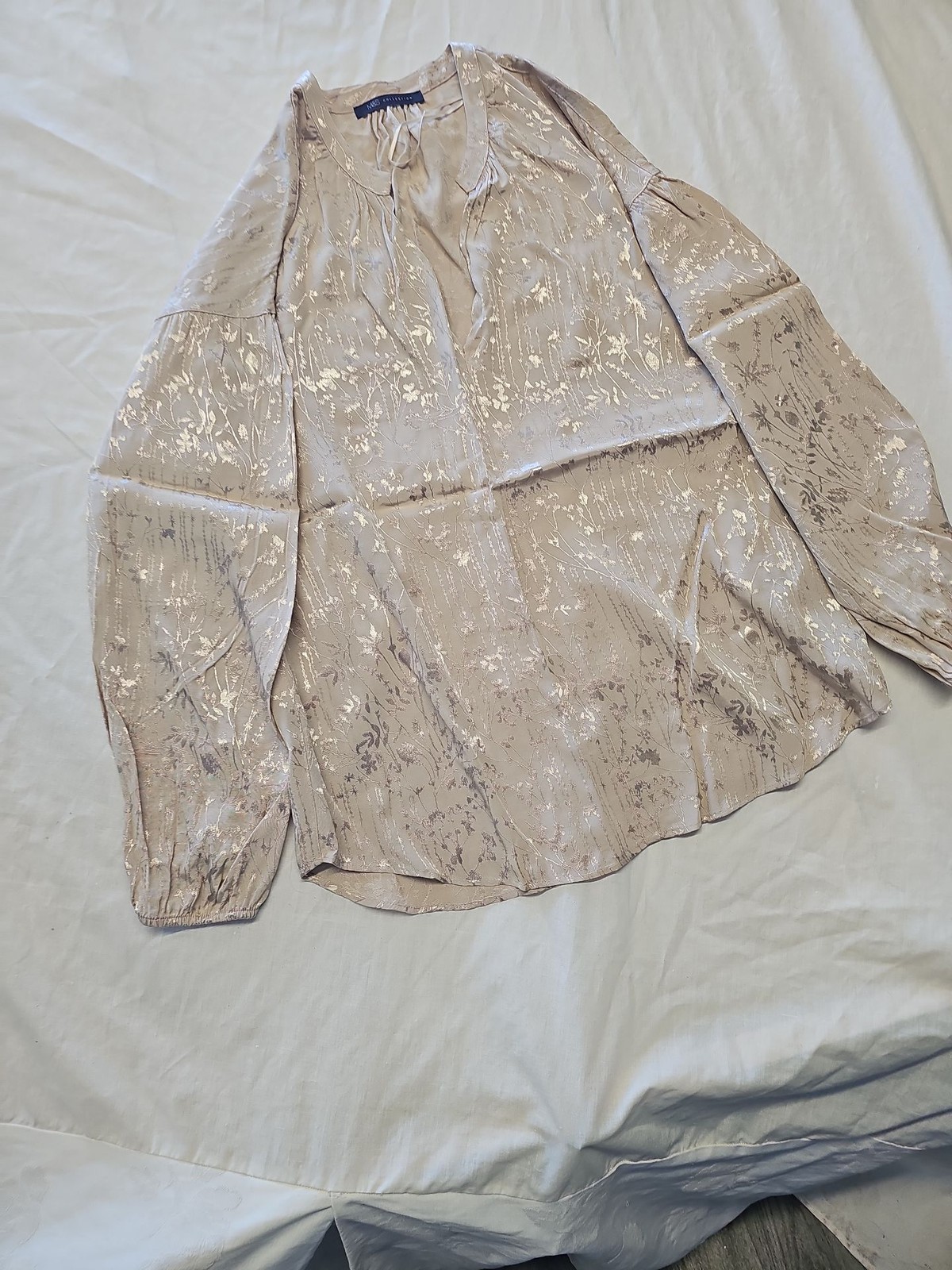 M&S Collection Champagne Jacquard Floral Blouse UK18 II1045 image 3