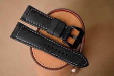 Handmade black PAM Officine Panerai strap size 26/22 or any size with buckle