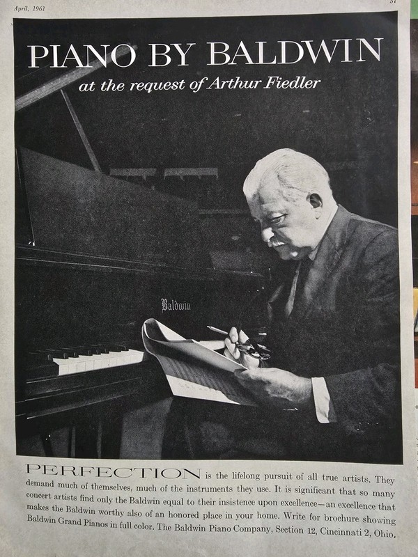 1961 Baldwin Piano At The Request of Arthur Fiedler Vintage Ad 