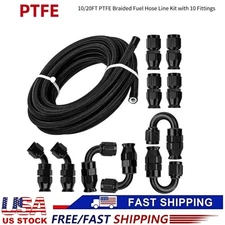 4/6/8/10AN Black Nylon PTFE Fuel Line 10/20ft 10 Fittings Hose Kit E85 US
