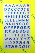 Vintage Mrs. Grossmans Blue Alphabet Letters & Numbers Sticker Sheet