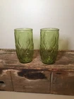 Vintage Retro Anchor Hocking MADRID Green Tumblers Coolers 5”tall Glasses