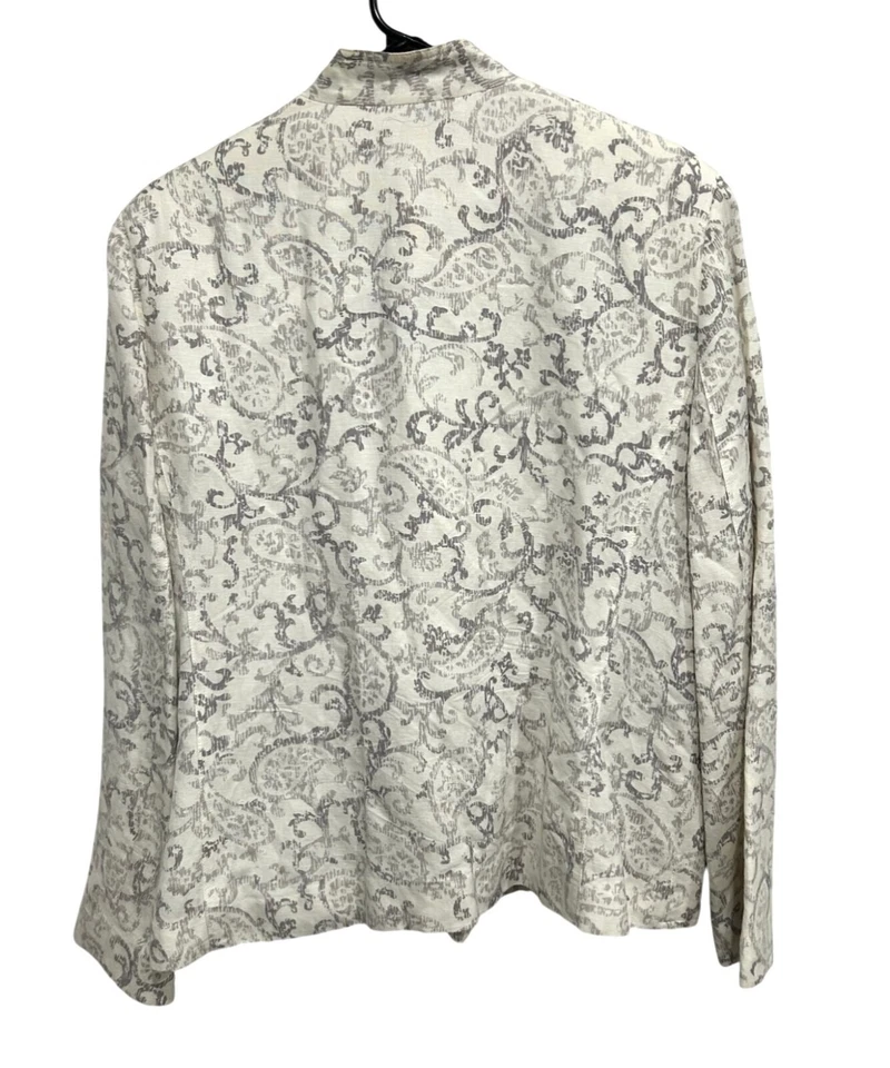 Chaqueta Blazer Alfred Dunner Mujer Blanco Gris Embellecida Floral Talla 16 Foto 2 de 4