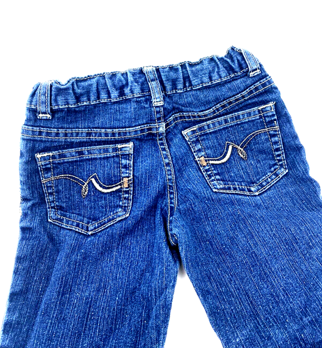 Girls Jeans Pants Size 4 Adjustable Waist Children Kids Blue Pockets Button - Picture 5 of 8