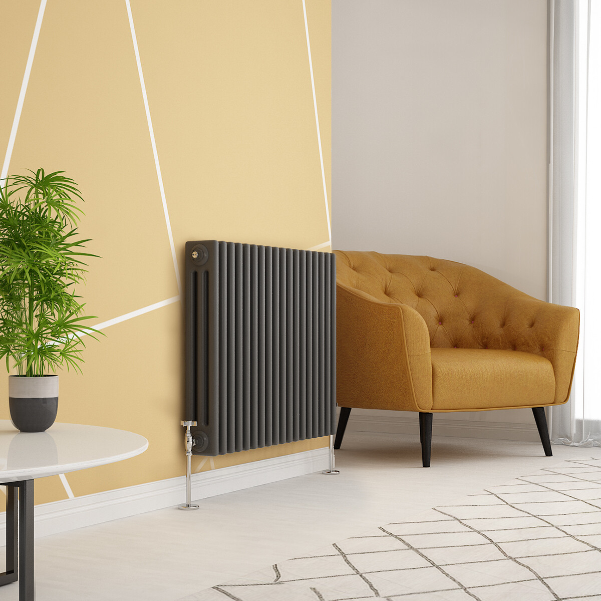 Traditional Cast Iron Style Anthracite Triple Horizontal Radiator