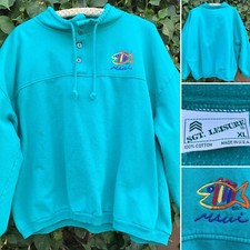 Vintage Maui Embroidered Fish Graphic Sweatshirt Sgt Leisure Made In USA Size XL