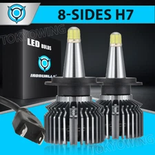 8-sides H7 LED Headlight Kit High Low Beam Bulbs 3000000LM White Super Bright 2x