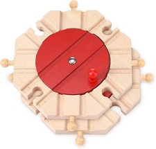 2 Pieces Wooden Train Track Expansion Packs Wooden Train Accessories 8 Way Wood