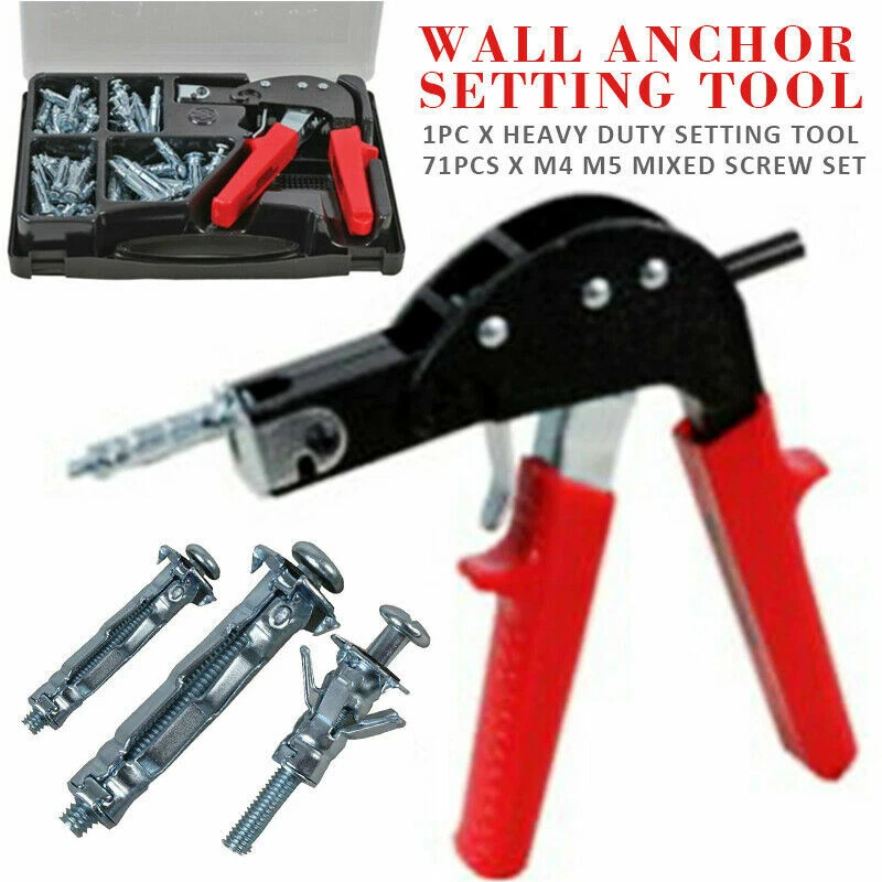 Cavity Wall Anchor Setting Tool Gun Kit M4 M5 Screw Hollow Plasterboard fixing