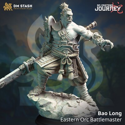Orc Battlemaster Miniature 3D Printed Resin Figure Eastern Samurai Warrior