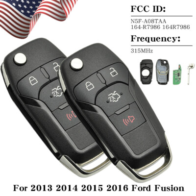 2-Pack Replacement Flip Key Fob For 2013-2016 Ford Fusion - FCC ID N5F-A08TAA, Uncut Blade, Requires Programming 7 thumbnail image