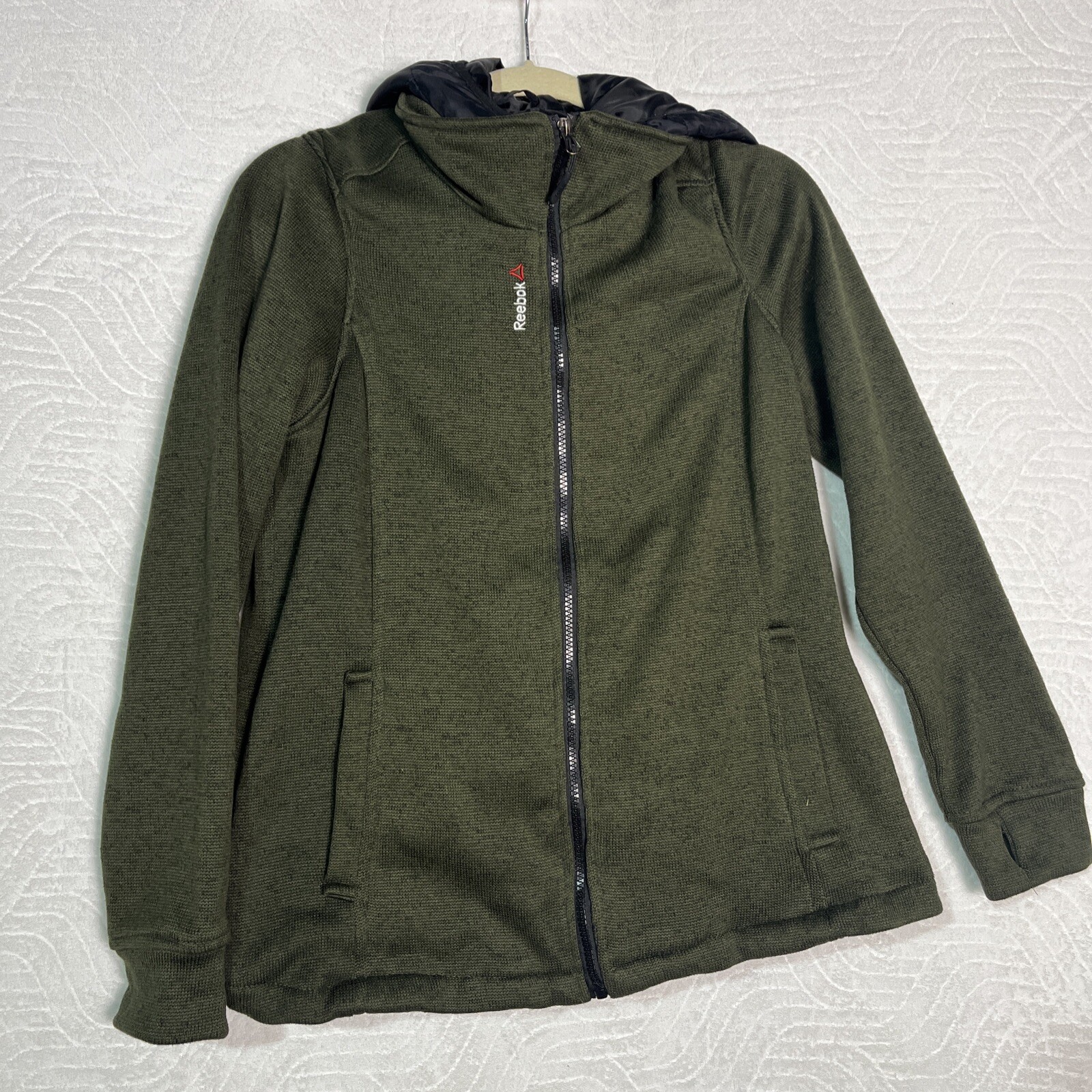 REEBOK Full Zip Jacket Womens Sz Large Polyester Lined Fleece Hooded Coat 0051 thumbnail 12