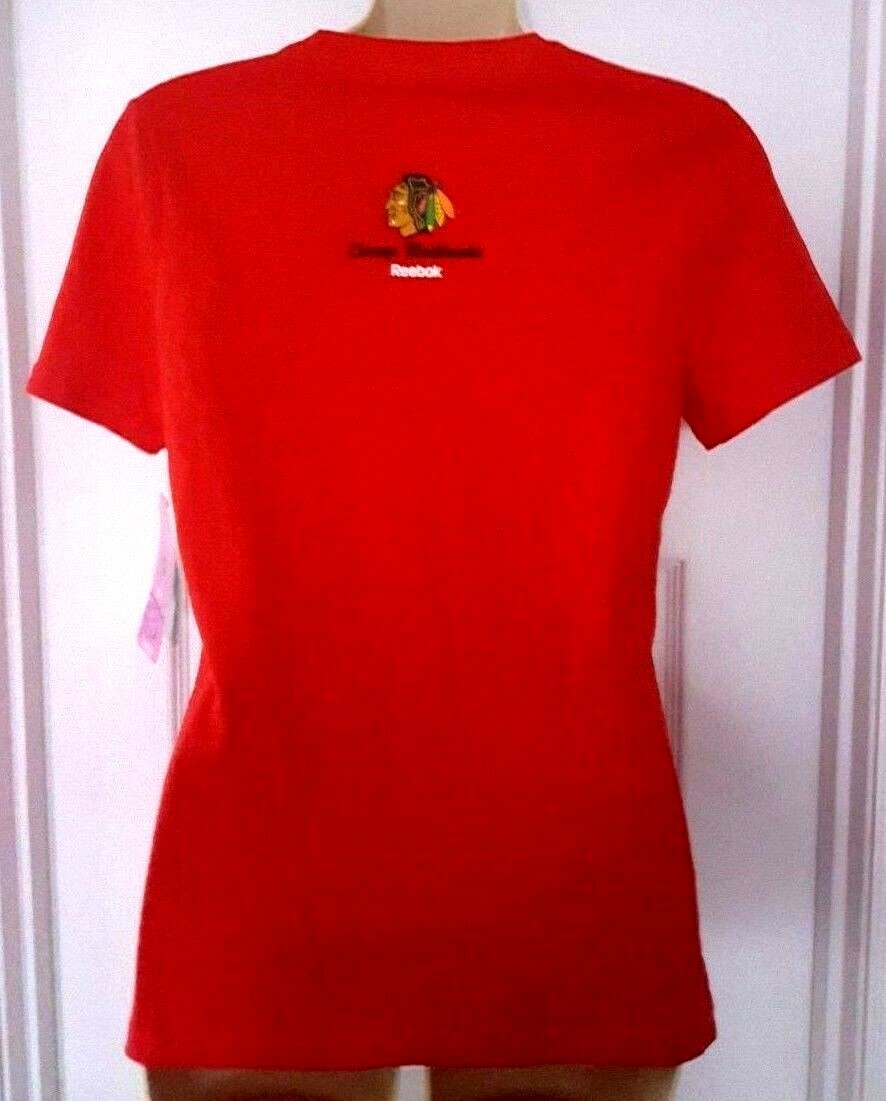 Chicago Blackhawks Girls T Shirt Size XL 16 Reebok Floral Chief Logo Red New  thumbnail 2