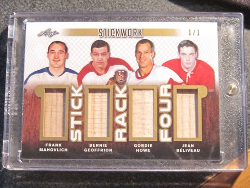2017-18 Leaf Stickwork GORDIE HOWE, BELIVEAU, GEOFFRION, MAHOVLICH 1/1 GOLD  - Picture 1 of 1