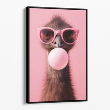 Emu Con Occhiali Da Sole Rosa Soffiato Bubble Gum Retro Stampa Tela Wall Art