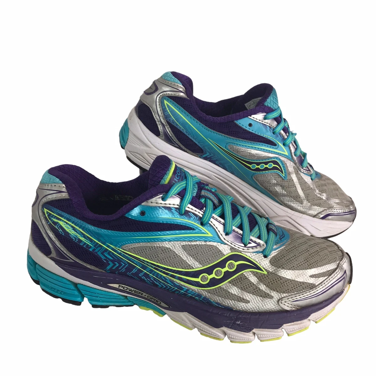 Saucony Ride Womens S10273 1 Silver Purple Blue Running Shoes Size