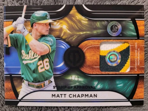 1/1 MATT CHAPMAN #SOA-MC Oakland A's 2022 Topps Tribute Stamp Of Approval Relic
