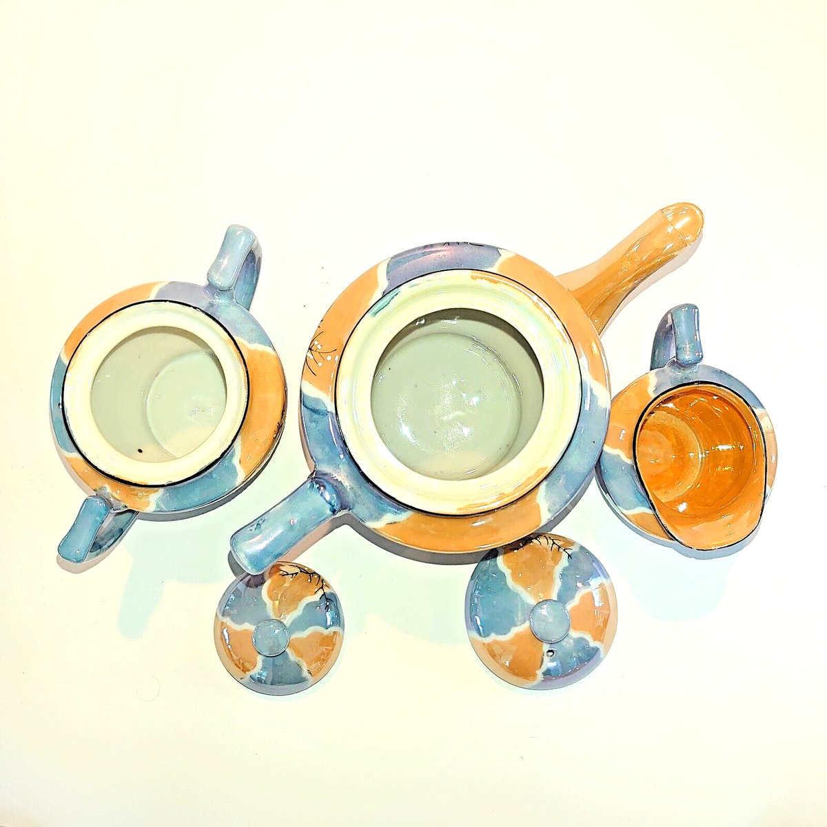 Vintage Japan Lusterware 22-Piece Hand Painted Tea Set, Cherry 