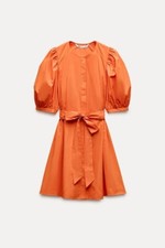 BNWT: ZW COLLECTION SHORT POPLIN DRESS from ZARA: Colour: ORANGE: Size: MEDIUM