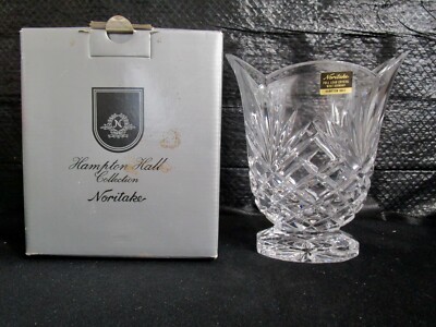 Noritake Hampton Hall Collection Full Lead Crystal Oval Banquet Vase In Box