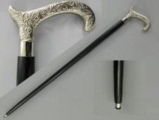 Solid Brass Chrome Head Handle Vintage Style Black Wooden Walking Stick Gift New